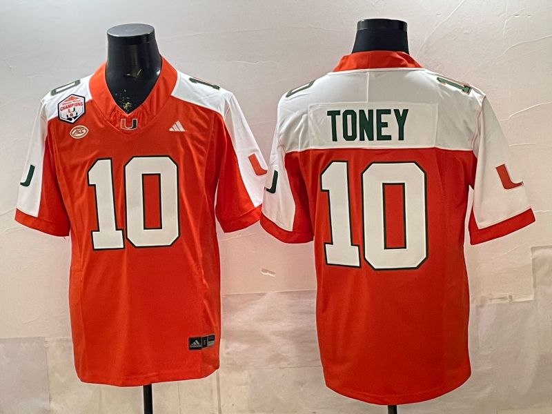 Men 2026 Miami Hurricanes #10 Toney Orange 3th generations Nike Limited NCAA Jersey 08->ncaa teams->NCAA Jersey